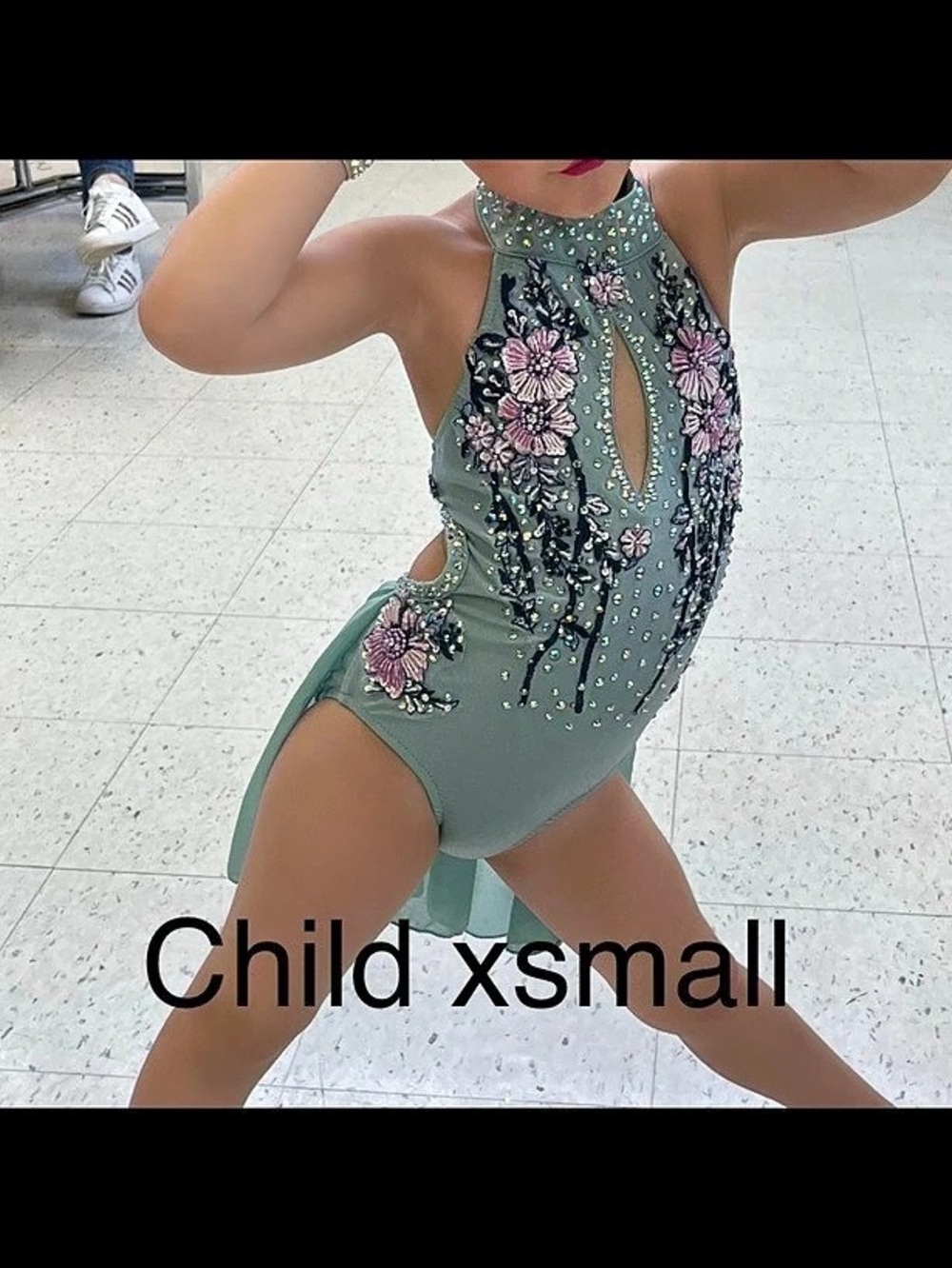 Girls Floral One-Piece dance costume  Size XS